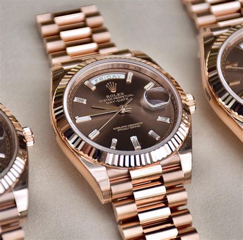 rolex day date rose gold chocolate diamond|rolex rose gold 40mm president.